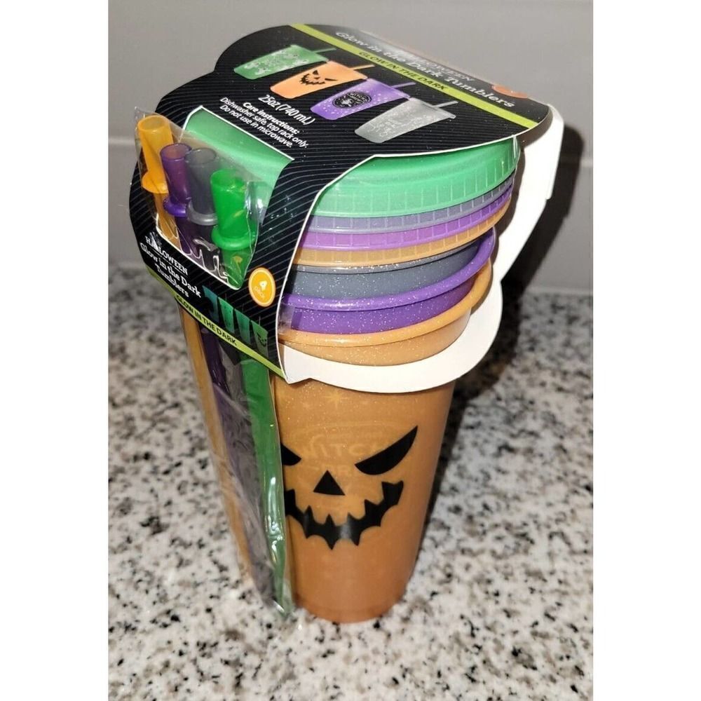 Way To Celebrate Halloween Glow In The Dark Tumblers Cups 4 Pack, Assorted 25oz